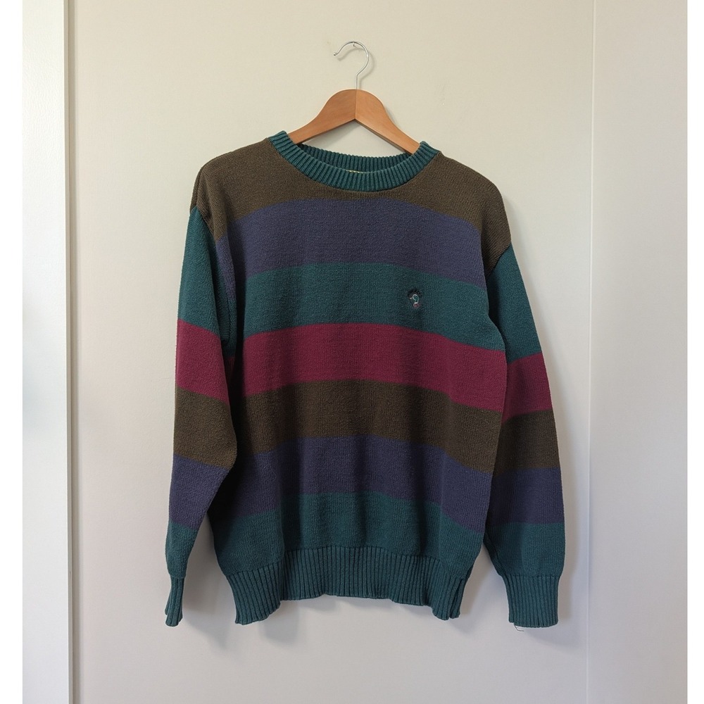 Vintage Duck Head Rugby Wide Striped Crewneck Sweater Mens XL USA